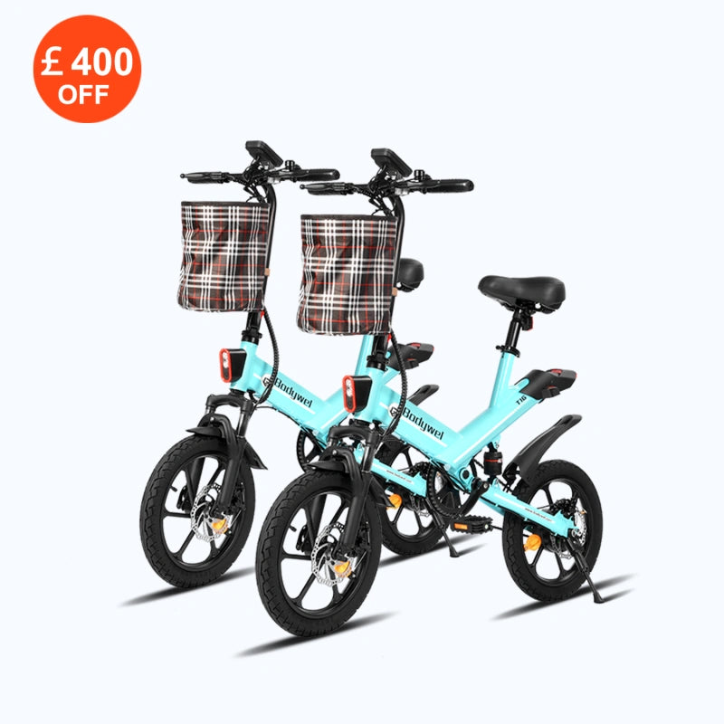 Bodywel T16 Foldable Mini Electric Bike City Commuting 4.5’ LED Display 43MI Max Range 250W Motor