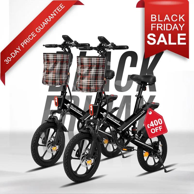 Bodywel T16 Foldable Mini Electric Bike City Commuting 4.5’ LED Display 43MI Max Range 250W Motor - BODYWEL