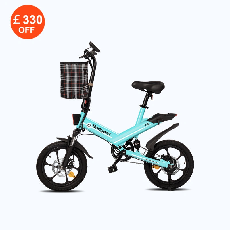 Bodywel T16 Foldable Mini Electric Bike City Commuting 4.5’ LED Display 43MI Max Range 250W Motor