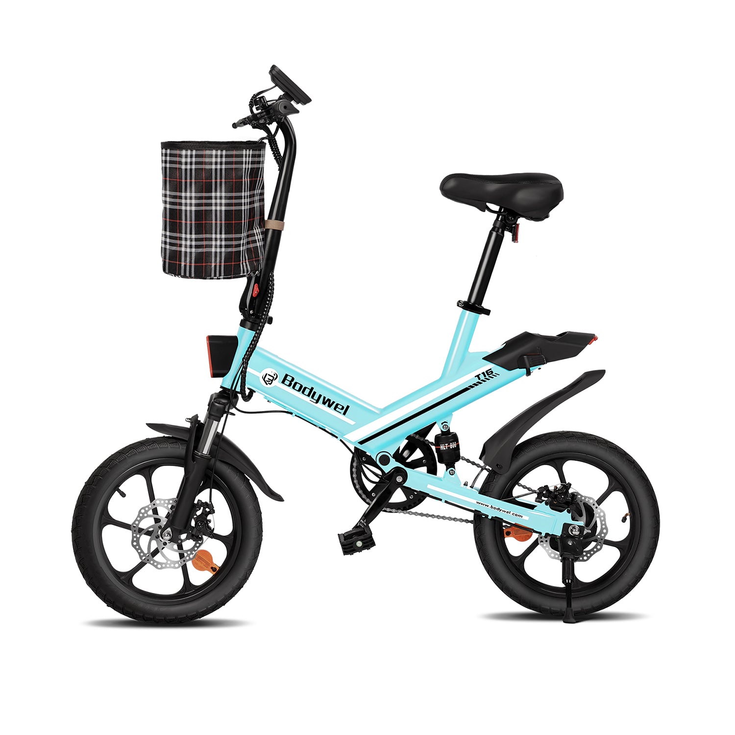 BodyWel® T16 Kleines Mini-E-Bike – Max. Reichweite 70 km – 250-W-Motor – 374-Wh-Akku